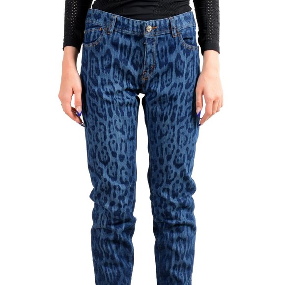 Just Cavalli Womens Animal Print Slim Skinny Jeans